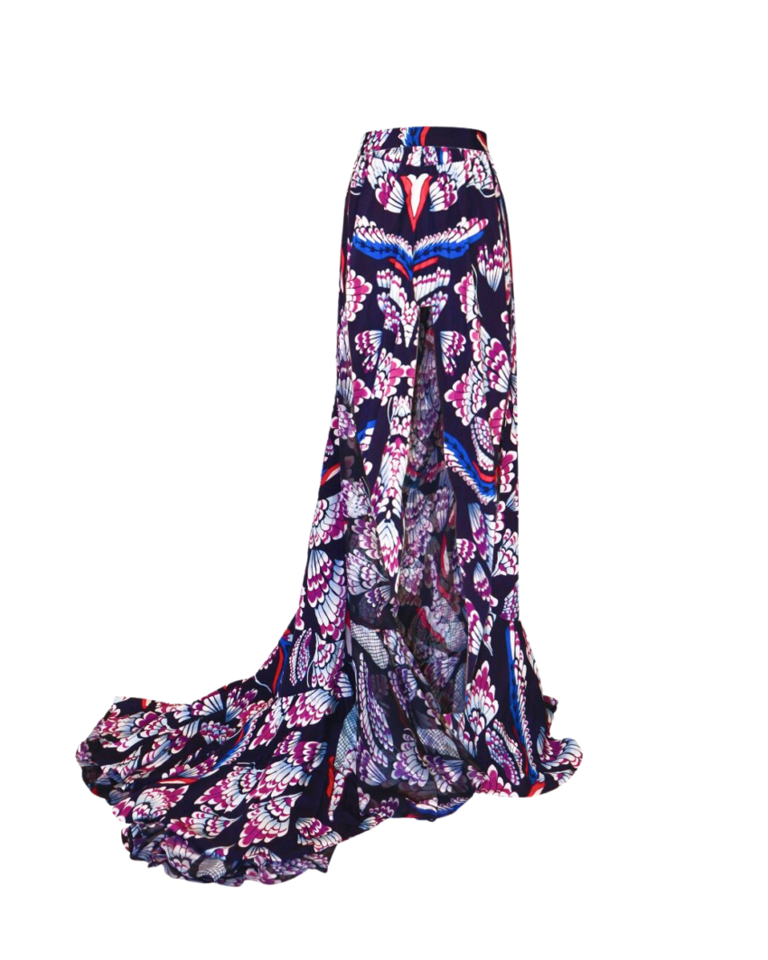 Butterfly Print Open Skirt