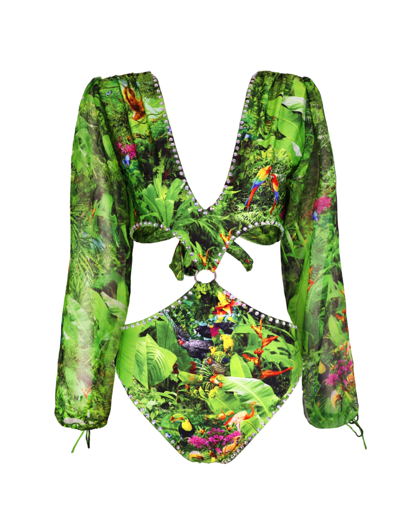 Jungle Print Swimsuit Long Sleeve