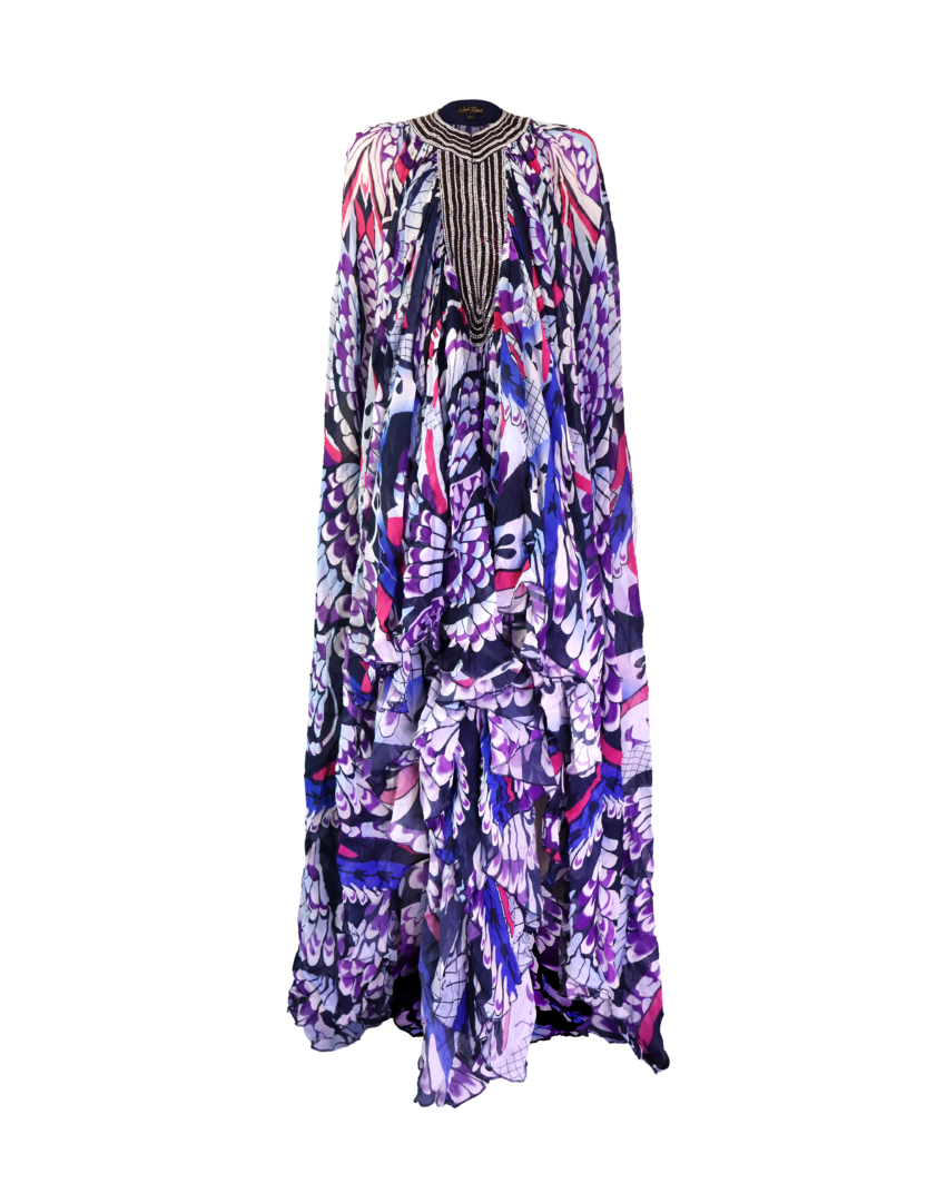 Butterfly Print Kaftan Dress