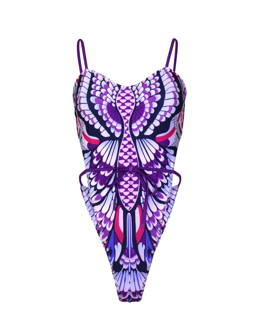 Butterfly Print Swimsuit High Cut