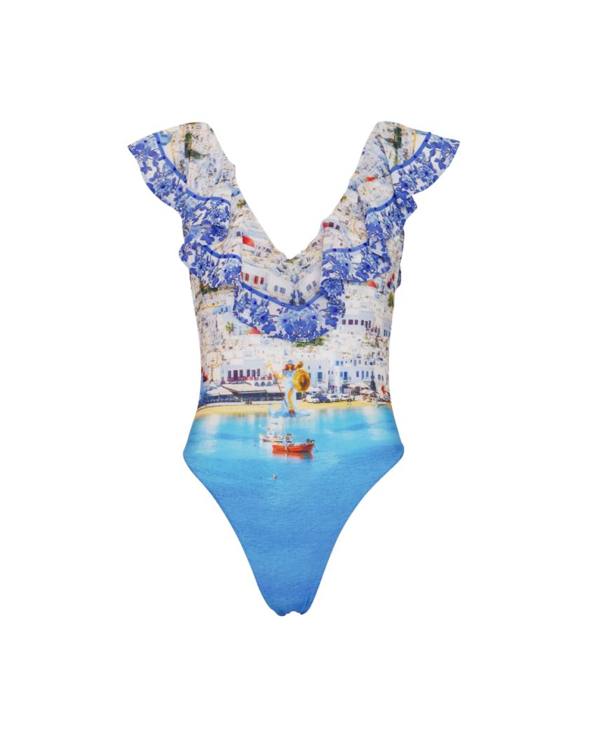 Shula Godest Print Swimsuit Flounce