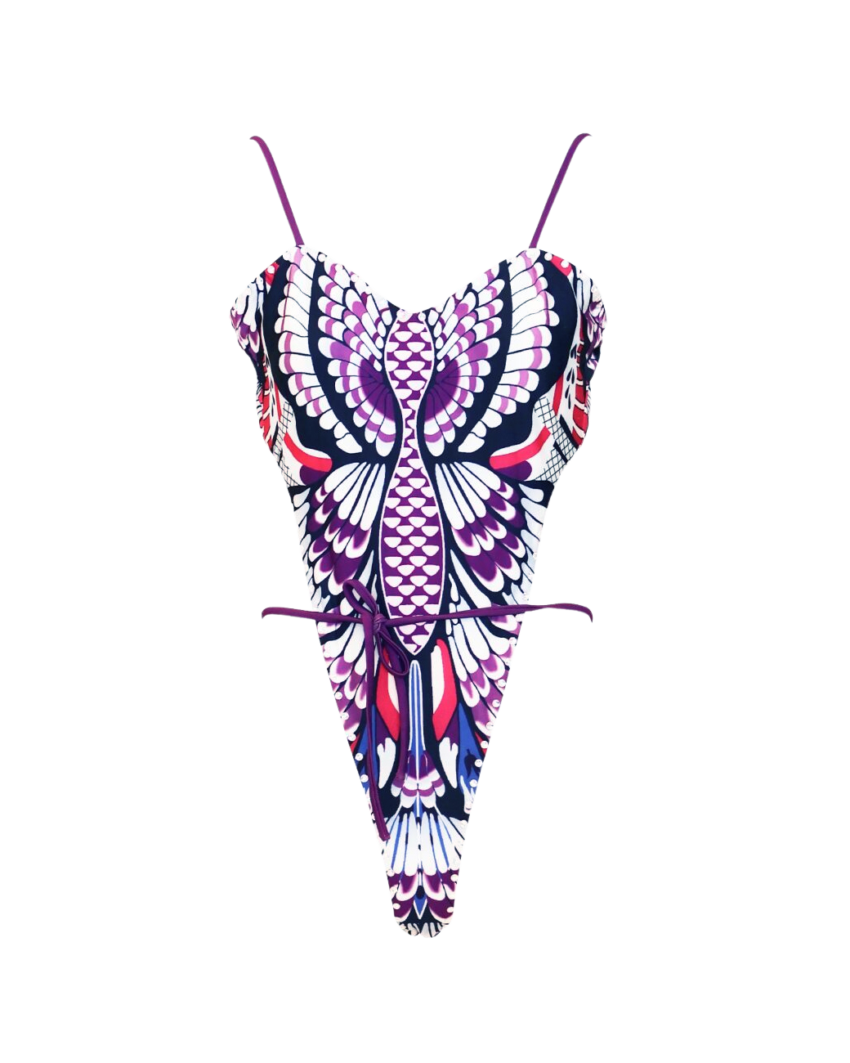 Butterfly Print Swimsuit High Cut